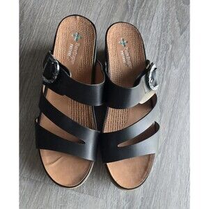 BareTraps Black Multi-Strap Slide Sandals with Buckle